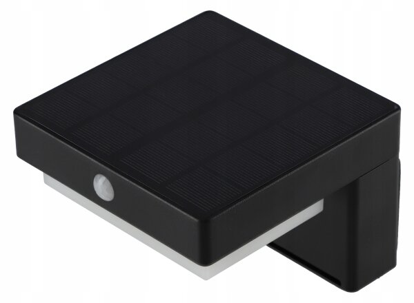 Aplica solară de perete LED cu senzor, 5W, 3,7V, 2000 mAh, IP44, neagră