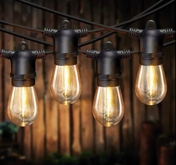 Ghirlandă decorativă LED solară reglabilă 20xE27/3V USB 2400 mAh 20,62 m IP65 negru + telecomandă