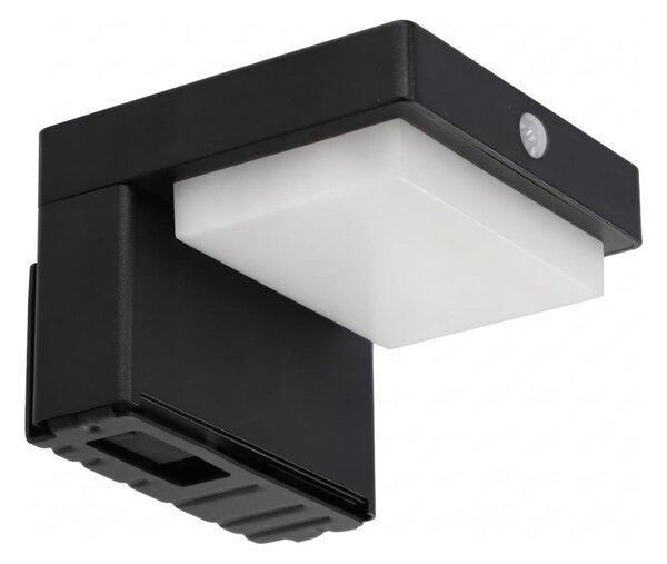 Aplica solară de perete LED cu senzor, 5W, 3,7V, 2000 mAh, IP44, neagră