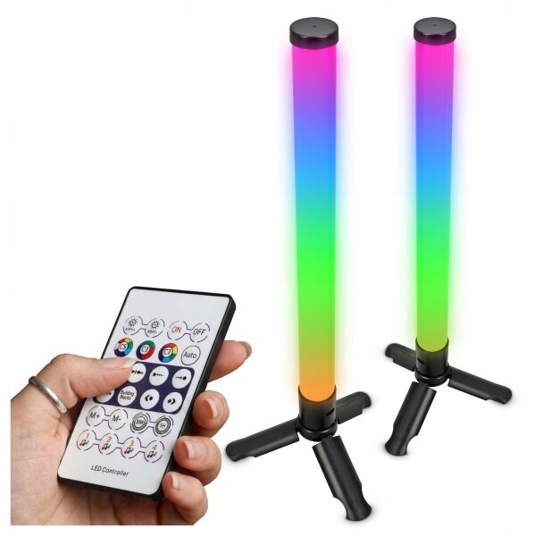Set de 2 lămpi de birou LED RGBIC, reglabile (LED/5W/5V), negre, cu telecomandă