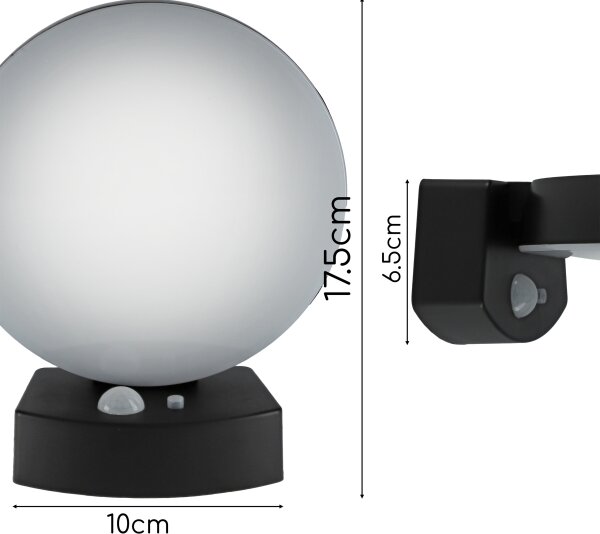 Aplică de perete solară LED cu senzor LED/3W/3,7V 1800 mAh IP54 negru
