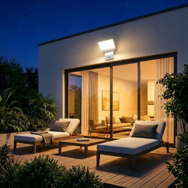 Aplica LED de perete pentru exterior cu senzor LED/18W/230V IP44 albă