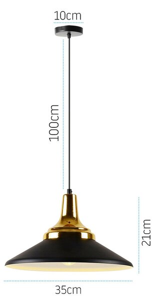Toolight Toollight, plafonier metalic suspendat 1xE27 APP292-1CP, negru mat-auriu, OSW-00863