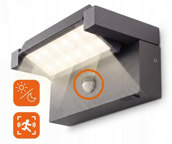 Aplică LED de exterior cu senzor LED/25W/230V IP54, neagră
