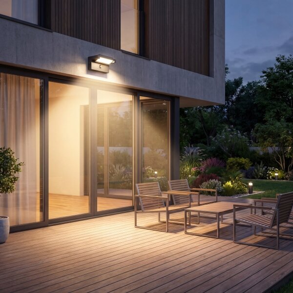 Aplică LED de exterior cu senzor LED/25W/230V IP54, neagră