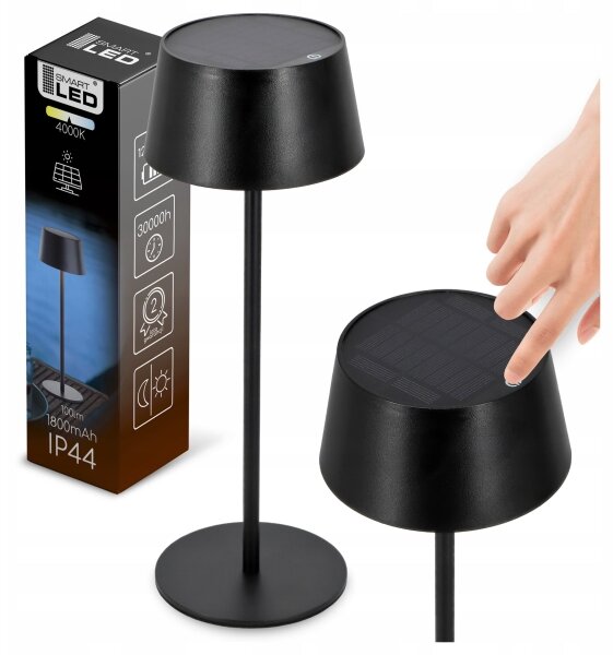 Lampă solară LED tactilă reglabilă LED/3W/5V USB 1800 mAh IP44 neagră