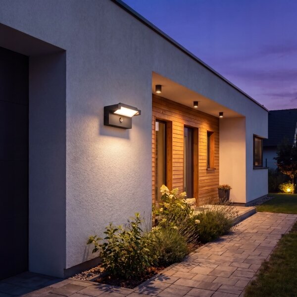 Aplică LED de exterior cu senzor LED/25W/230V IP54, neagră