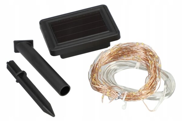 Ghirlandă solară decorativă cu LED, 200 LED/1,2 V, 800 mAh, 12 m, IP44, negru