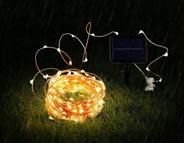 Ghirlandă solară decorativă cu LED, 200 LED/1,2 V, 800 mAh, 12 m, IP44, negru