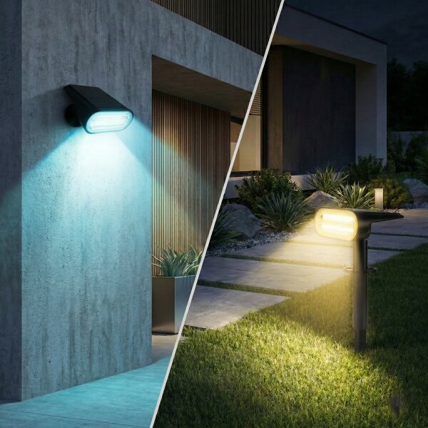Lampă solară LED RGB 2 în 1 LED/3,7V 1200 mAh IP54 neagră