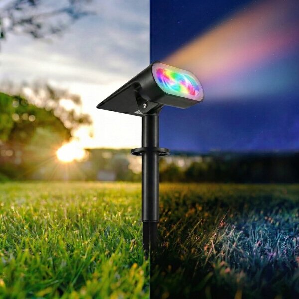 Lampă solară LED RGB 2 în 1 LED/3,7V 1200 mAh IP54 neagră