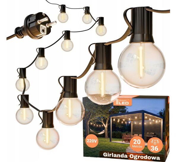 Ghirlandă LED decorativă pentru exterior 36xE12/1W/230V 22,35 m IP65 neagră