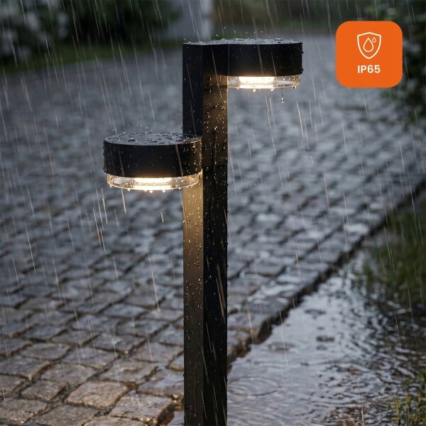 Lampă solară LED 2xLED/1W/3,7V 1200 mAh 55 cm IP65 neagră