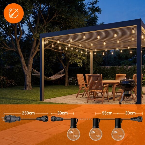 Ghirlandă LED decorativă pentru exterior 36xE12/1W/230V 22,35 m IP65 neagră