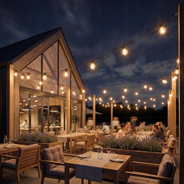 Ghirlandă LED decorativă pentru exterior 36xE12/1W/230V 22,35 m IP65 neagră