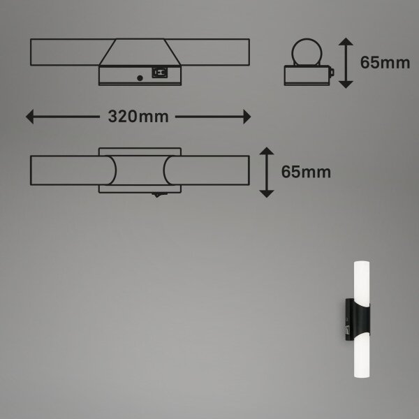 Briloner 2111-015 - Iluminare LED pentru oglindă de baie LED/6,5W/230V 32 cm neagră