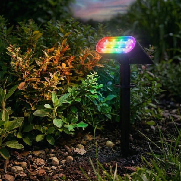 Lampă solară LED RGB 2 în 1 LED/3,7V 1200 mAh IP54 neagră