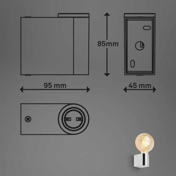 Briloner 2182-018-Aplica de perete pentru baie DONGA 1xE27/10W/230V crom lucios