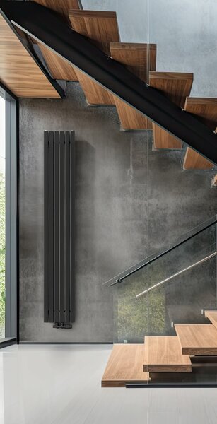 Regnis LUXAR, radiator 290x1000mm cu conexiune centrală 50mm, 438W, alb mat (RAL 9003), LUXAR100/29/D50/ALB