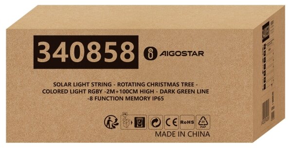 Aigostar - Decorațiune solară de Crăciun cu LED LED/0,59W/3,7V 100 cm IP65 multicolor