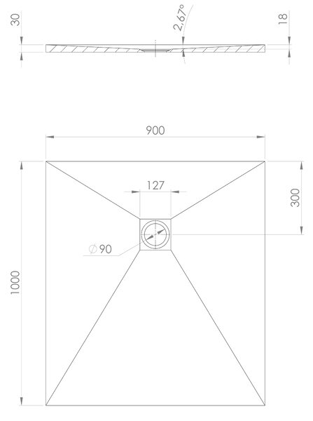 Polysan Polysan, cadă de duș TRENECA din marmură turnată cu posibilitate de reglare a dimensiunii 100x90cm, bej mat, 84306.81