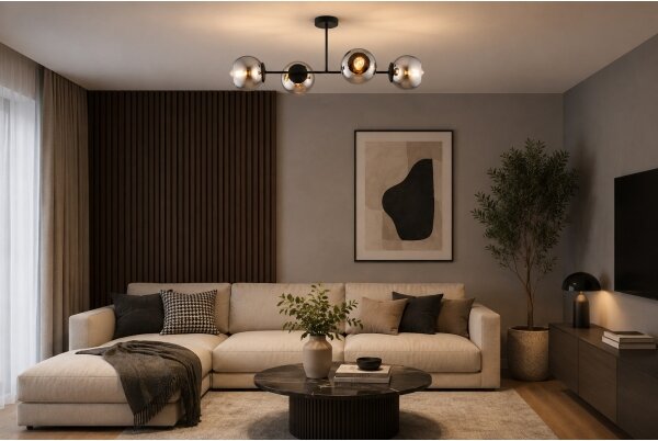 BRILAGI - Lustru aplicat DIOR 4xE27/60W/230V negru/gri fumuriu