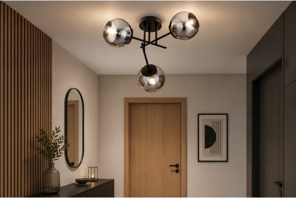 BRILAGI - Plafonieră aplicată DIOR 3xE27/60W/230V negru/gri fumuriu