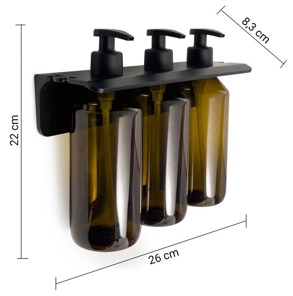 Gedy Gedy, Dispenser de săpun triplu suspendat GROUPER, 3x500ml, maro, 2160