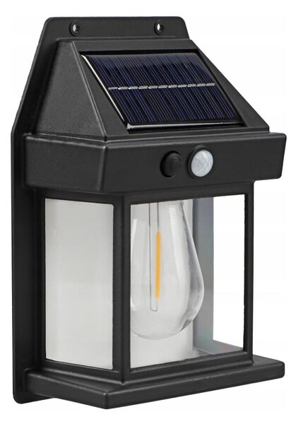 Aplică de perete solară cu senzor, LED, 3,7V 600 mAh, IP44, neagră