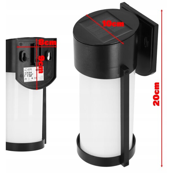 LED Lampă de perete solară LED/3,7V 300 mAh IP44 neagră