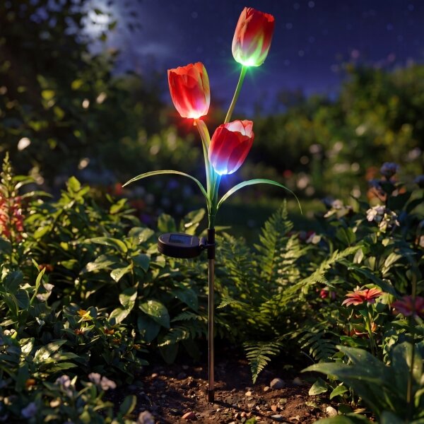 Lampă decorativă solară LED RGB 3xLED/3,7V 200 mAh IP44 tulipán