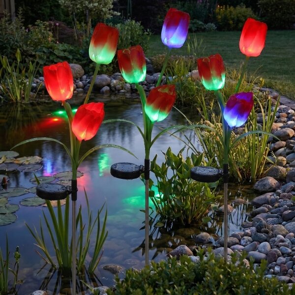 Lampă decorativă solară LED RGB 3xLED/3,7V 200 mAh IP44 tulipán