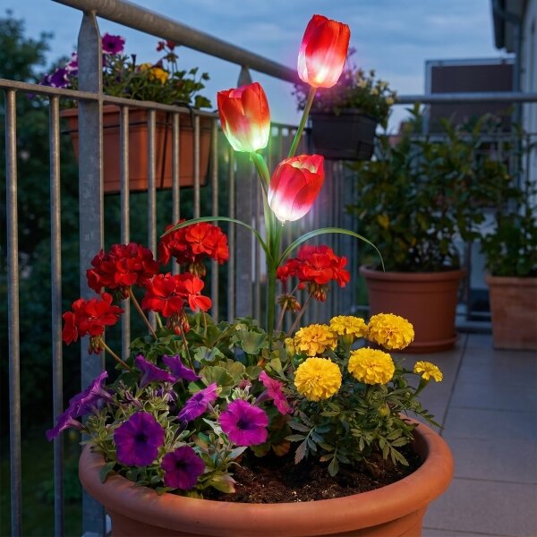 Lampă decorativă solară LED RGB 3xLED/3,7V 200 mAh IP44 tulipán