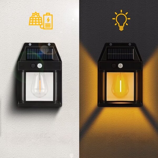 Aplică de perete solară cu senzor, LED, 3,7V 600 mAh, IP44, neagră