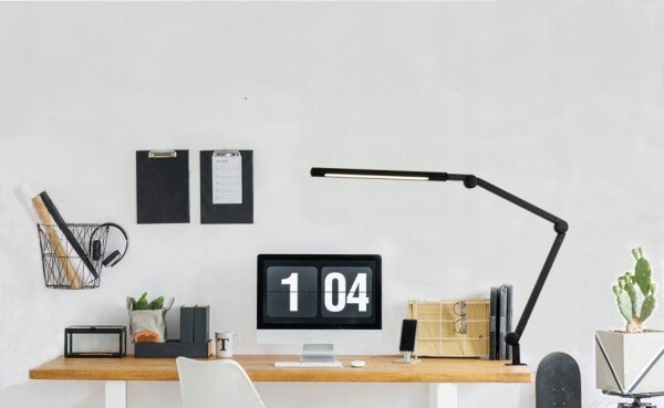Lampă de birou flexibilă cu clemă, tactilă și dimabilă, LED/12W/230V, neagră