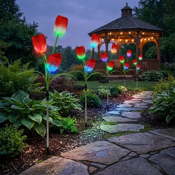 Lampă decorativă solară LED RGB 3xLED/3,7V 200 mAh IP44 tulipán