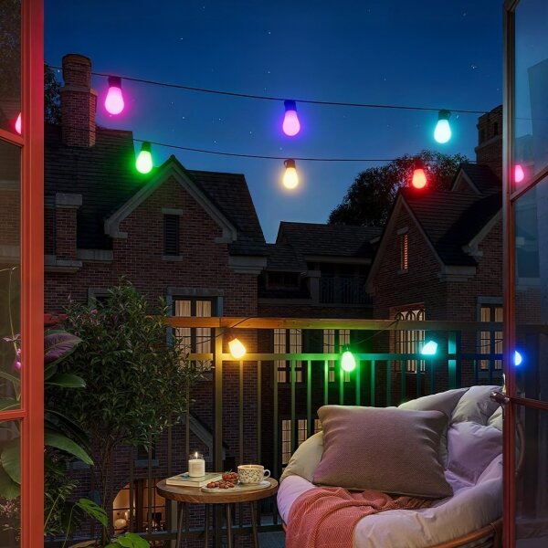 Ghirlandă decorativă solară LED RGB 15x LED/18 funcții USB 6 m IP44 neagră