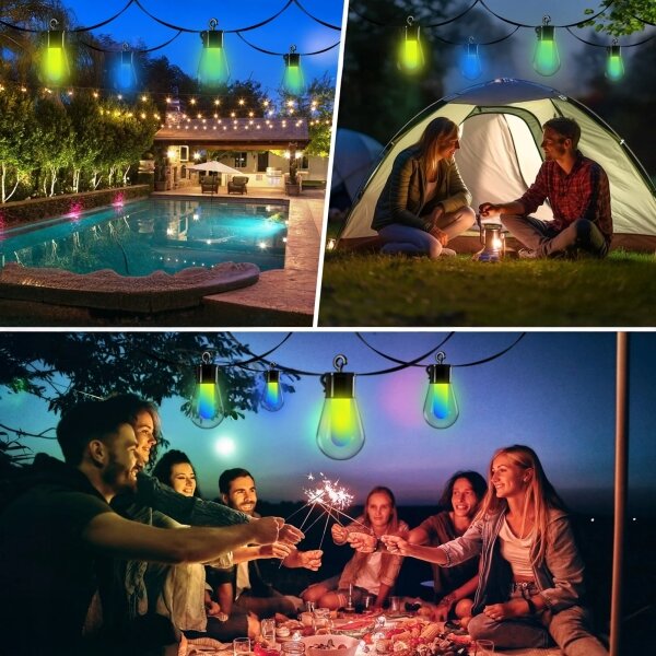 Ghirlandă decorativă solară LED RGB 15x LED/18 funcții USB 6 m IP44 neagră