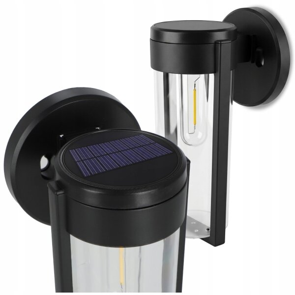 Lampă solară de perete cu LED 1W/3,7V 500 mAh IP65 negru