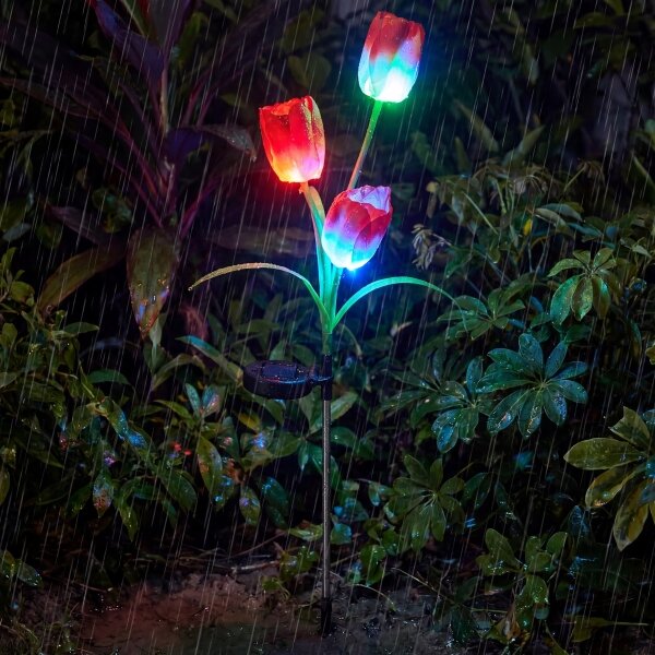Lampă decorativă solară LED RGB 3xLED/3,7V 200 mAh IP44 tulipán