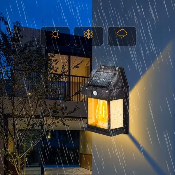 Aplică de perete solară cu senzor, LED, 3,7V 600 mAh, IP44, neagră