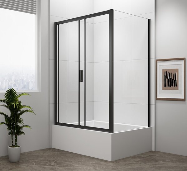 Polysan Polysan, paravan de duș dreptunghiular DEEP BLACK 1100x750mm varianta L/R, sticlă transparentă, MD1116B-01
