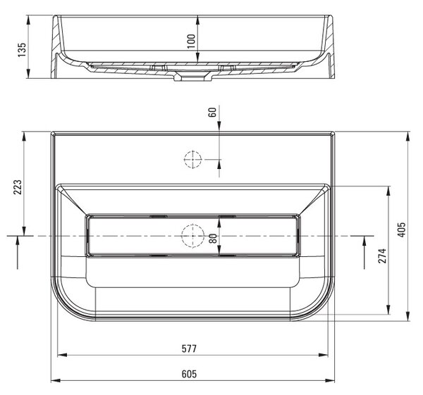 Deante Arnika, lavoar blat granit 605x405x135 mm, antracit, DEA-CQA_TU6S