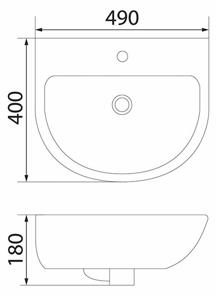 Lavoar ceramic suspendat Mereo 49x40x18 cm, alb lucios, MER-VSD49U