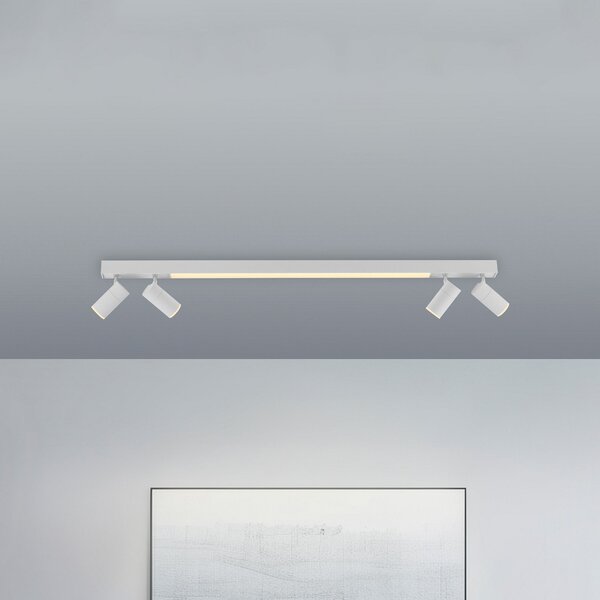 PURE Plafonieră LED Lines, 120 cm, albă, CCT, telecomandă, reglabil, Alb, Camera de zi / sufragerie, Metal, Modern
