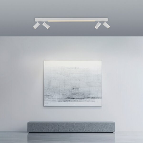 PURE Plafonieră LED Lines, 120 cm, albă, CCT, telecomandă, reglabil, Alb, Camera de zi / sufragerie, Metal, Modern