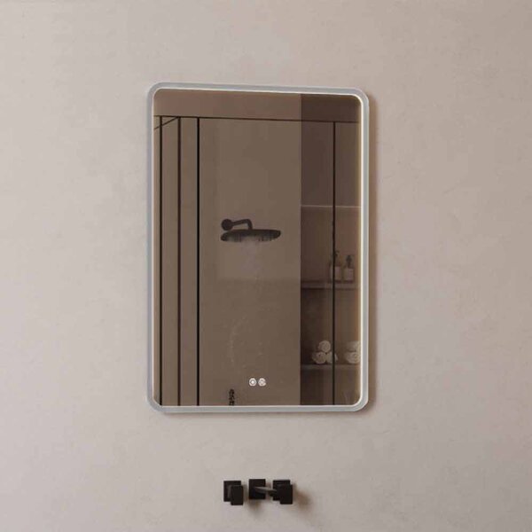 Mereo Mereo, oglindă pătrată LED 60x80 cm cu ramă din oțel periat, MER-CN171S