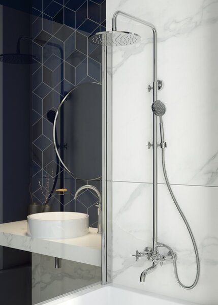 Deante Alpinia, paravan cadă 80x140 cm, aripă pivotantă cu balamale de ridicare, sticlă transparentă de 6 mm, profil cromat, DEA-KGA_072P