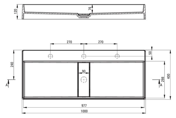 Deante Blur, lavoar blat granit 1000x400x120 mm, antracit metalic, DEA-CQB_TU1S