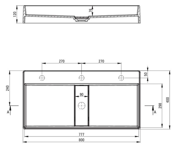 Deante Blur, lavoar blat granit 800x400x120 mm, negru, DEA-CQB_NU8S